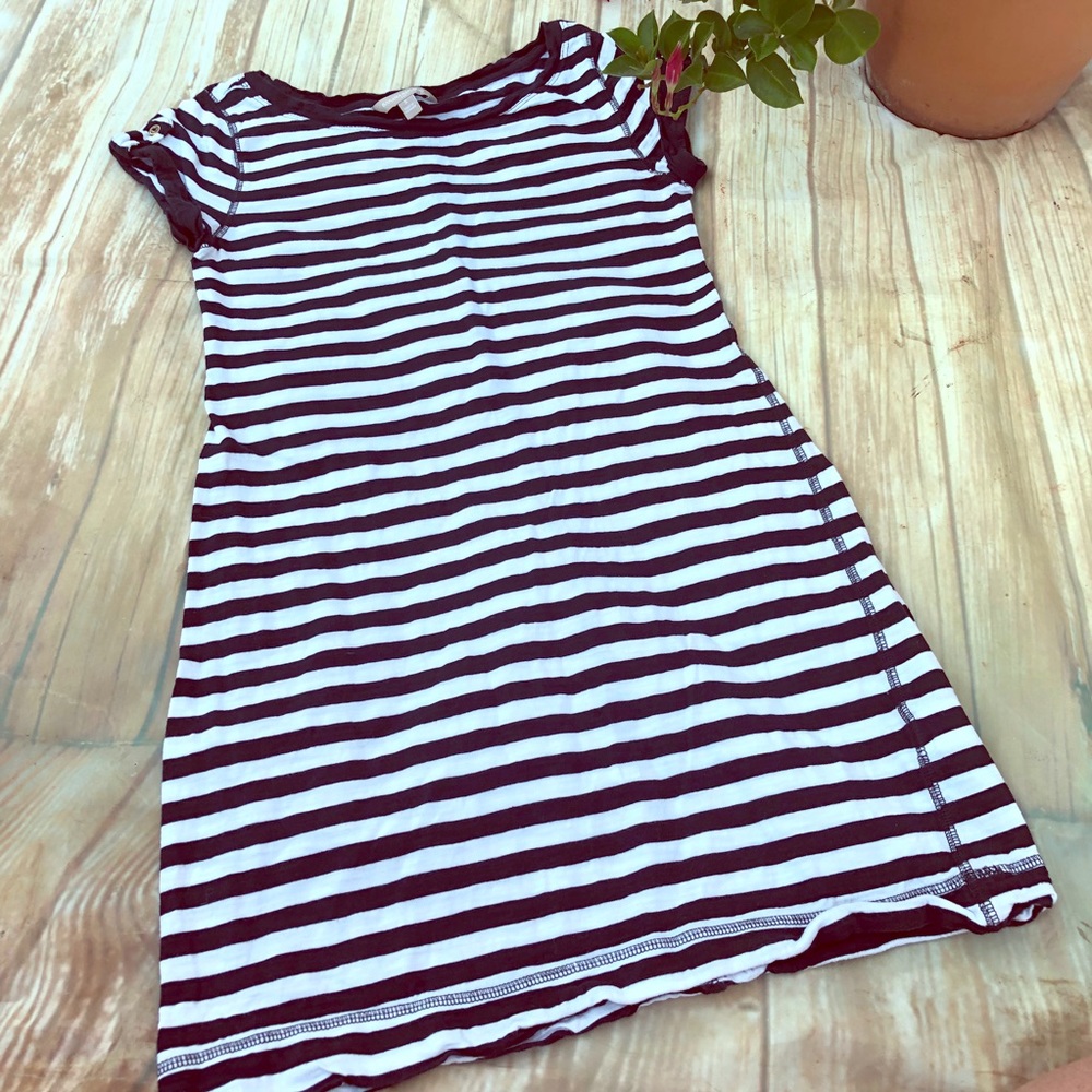 Banana Republic Stripe Tee Dress Rolled Sleeves